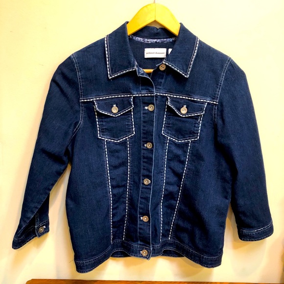Blue Denim Jacket w/ White Trim Alfred Dunner - Picture 1 of 9